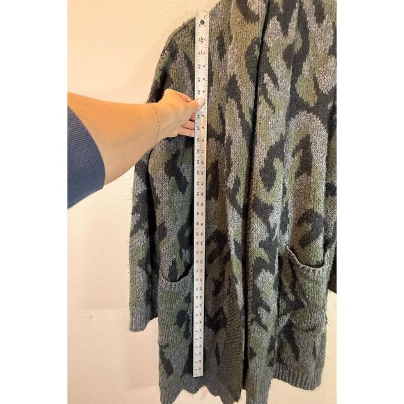 John + Jenn Andre Camo Open Front Mid Length Cardigan Sweater Women's XS - Picture 7 of 10